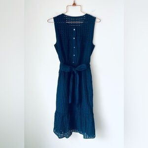 J. Crew Checkered Eyelet Midi Dress